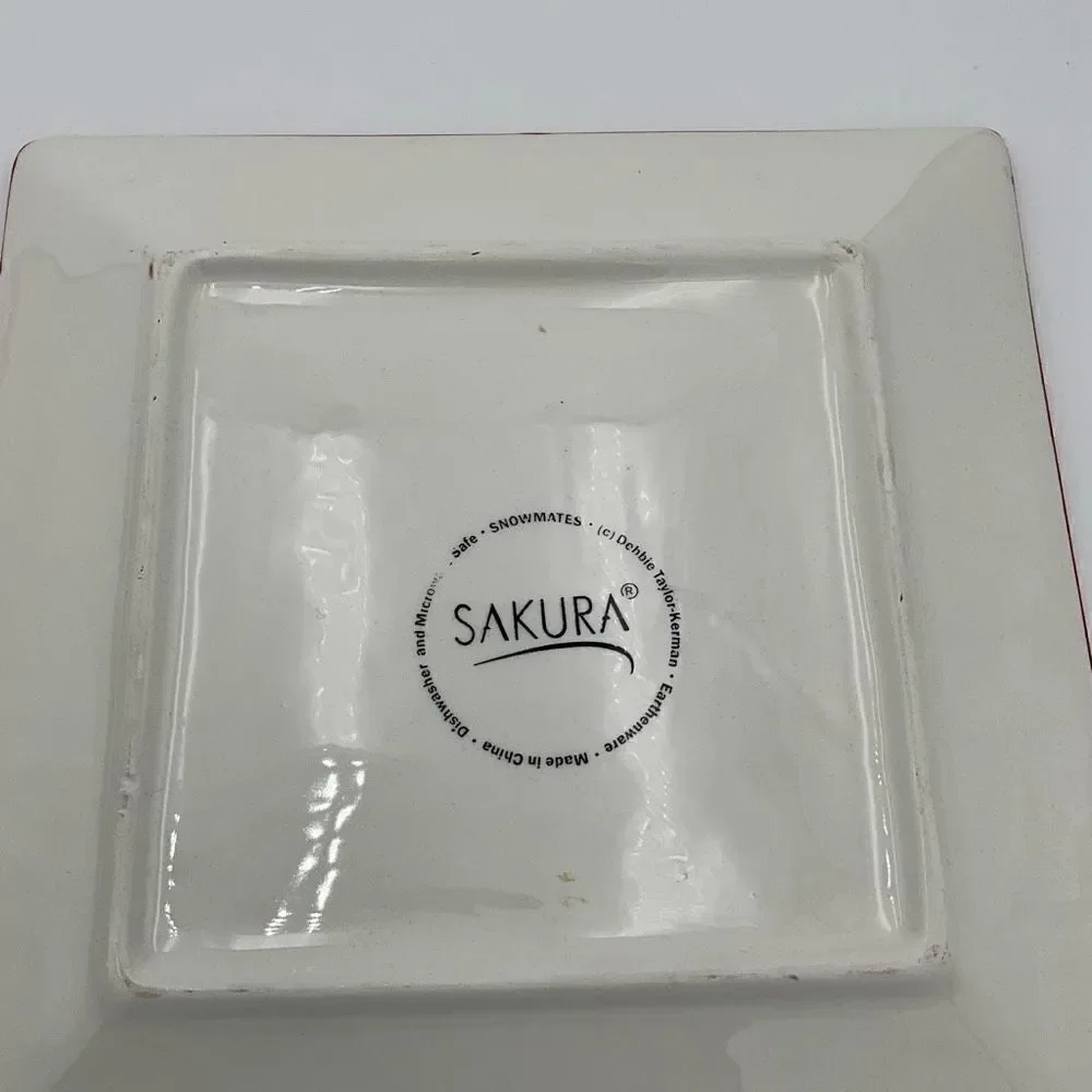 SAKURA Oneida Stoneware Snowman Dinner Plates Platters